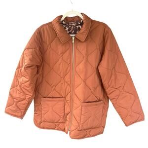 Isaac Mizrahi Live Reversible Quilted Jacket Leopard Print Burnt Orange Size L